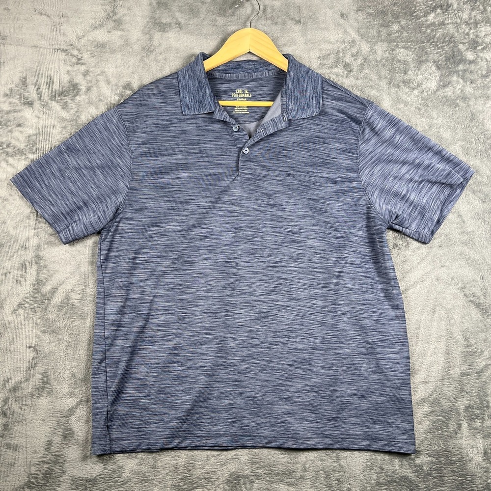 Haggar Cool 18 Performance Polo Shirt Mens Large Blue Space Dye Resort Wear Golf